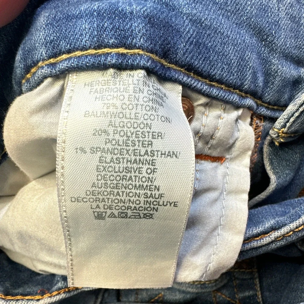 True Religion Rocco‎ Relaxed Skinny Jeans 33 x31 Blue Faded Whiskered Stretch